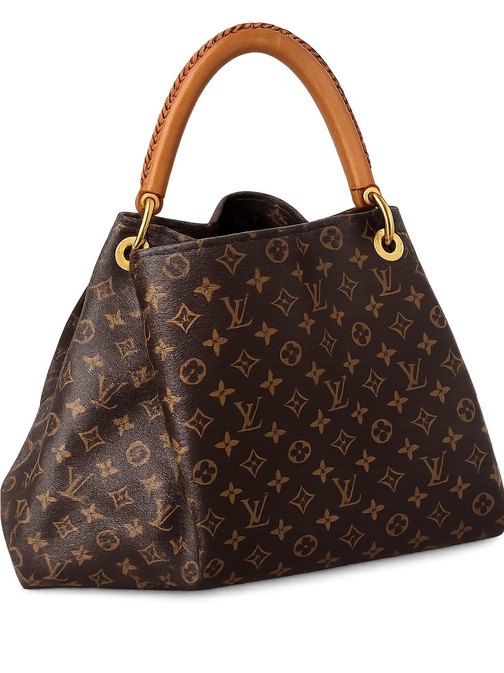 Louis Vuitton Brown Monogram Canvas Shoulder Bag with Tan Handle